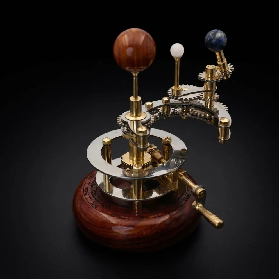 Brass Orrery with Glass Marble Planets