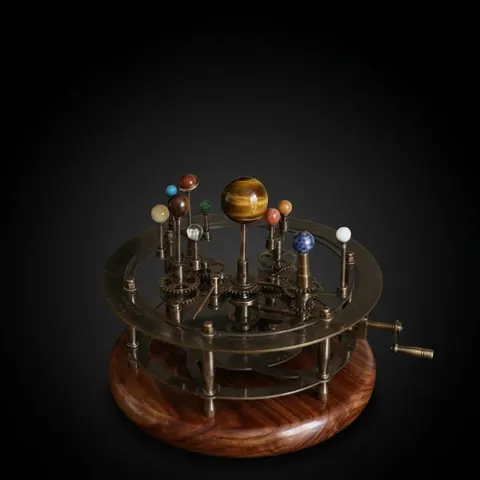 Vintage-Style Brass Solar System Orrery, Museum view 1
