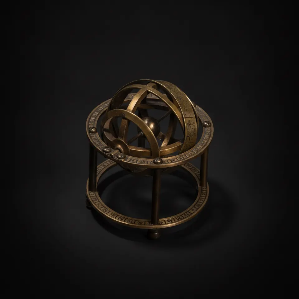 Miniature Brass Armillary Sphere with Stand