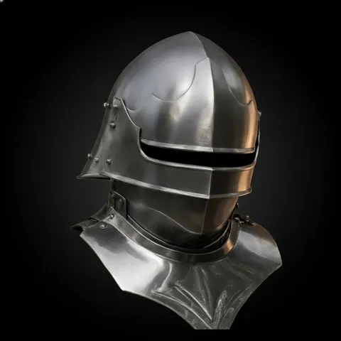 Gothic Steel Knight Helmet with Bevor view 1