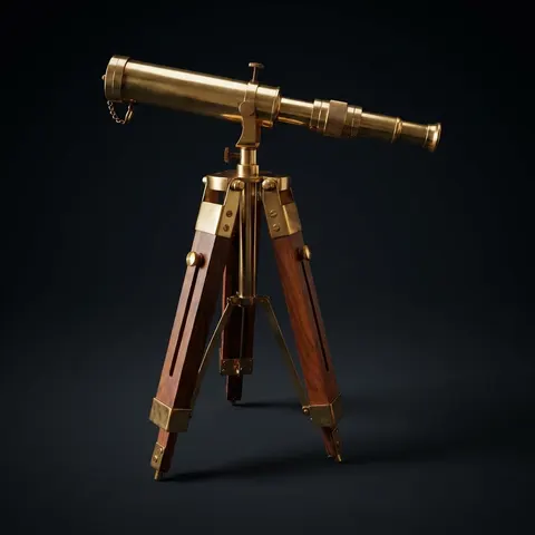 Brass Floor Standing Telescope 12" with Wooden Tripod Stand view 1