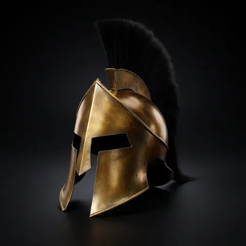 Greek Corinthian Helmet — Bronze Spartan Black Horsehair Crest view 1