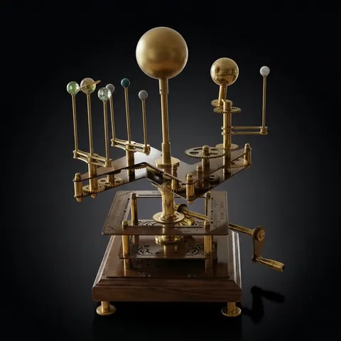 Black & Gold Brass Solar System Orrery, Museum view 1