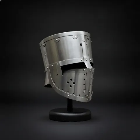 Medieval Flat Top Helmet — Century Knight Steel Crusader view 1