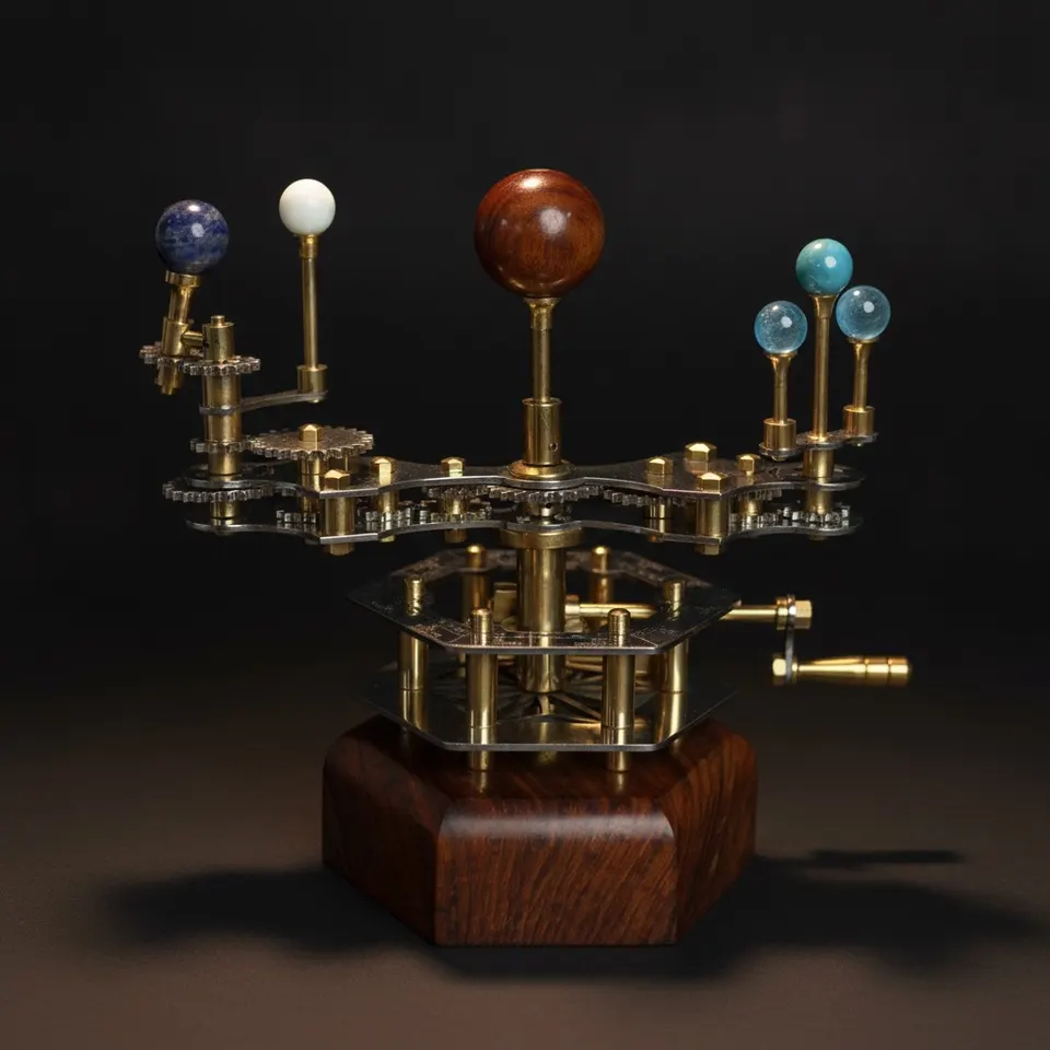 Steampunk-Style Brass Orrery, Desk Model