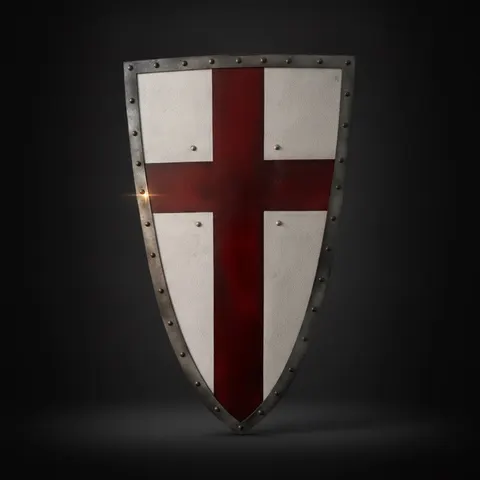Handcrafted Crusader Knight Shield with Saint George Red Cross view 1