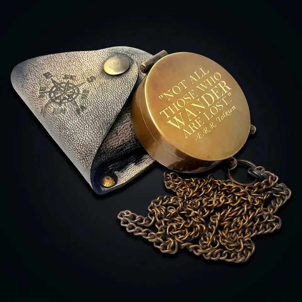 Tolkien Quote Compass, Leather Case