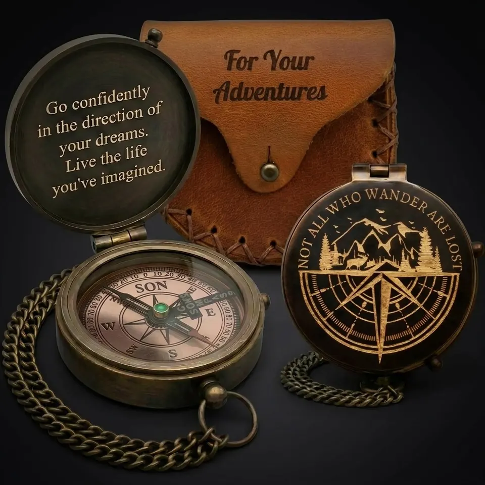 Motivational Compass, Leather Case