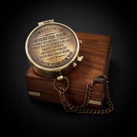 To My Daughter Compass, Wooden Box view 1