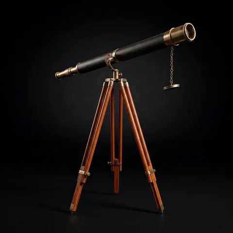 Brass Floor Standing Telescope 62" with Wooden Tripod view 1