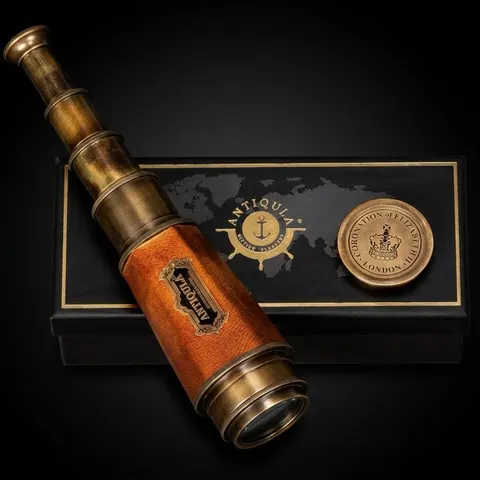Brass Spyglass Telescope 20" with Black Gift Box with Telescope Stencil view 1