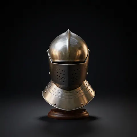 Medieval Knight Helmet with Visor — Full Steel Armor view 1