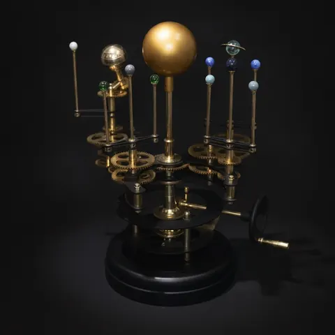 Brass Orrery with Semi-Precious Stone Planets, Museum view 1