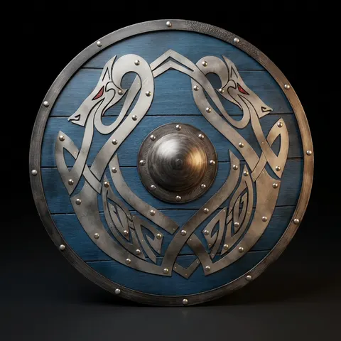 Medieval Viking Wolf Wooden Shield with Norse Wall Décor view 1
