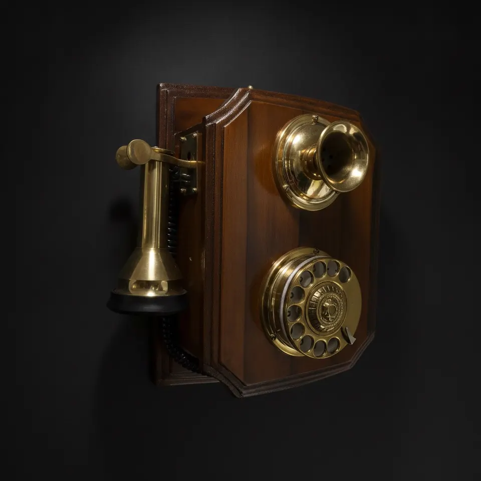 Wooden Wall Cradle Telephone — Vintage 1930s Style