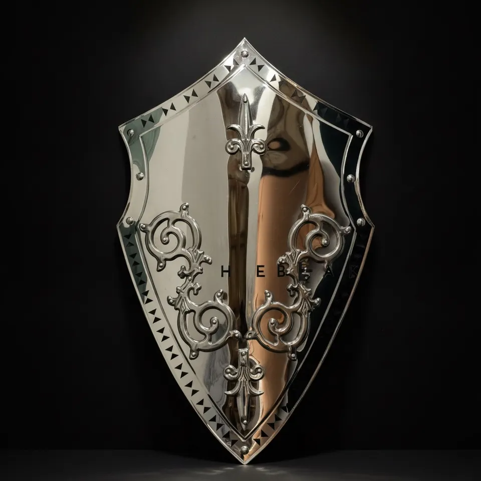 Medieval Knight Stainless Steel Shield with Templar Wall Décor