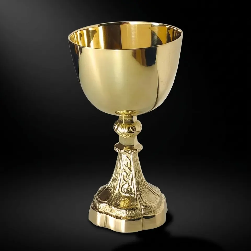 Handmade Brass Goblet with Smooth Warm Gold Finish