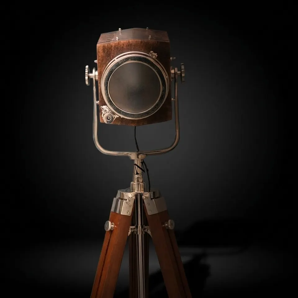 Wooden Spotlight on Wooden Tripod