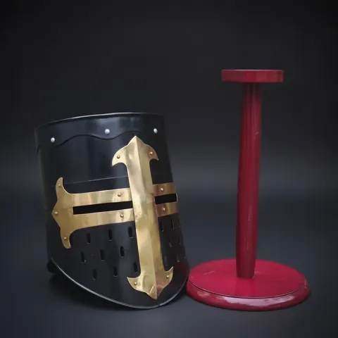 Black Knight Helmet with Wooden Stand — Collectible view 1