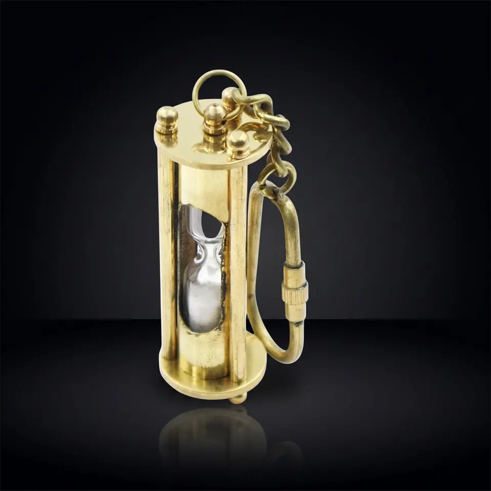 Brass Hourglass Keychain