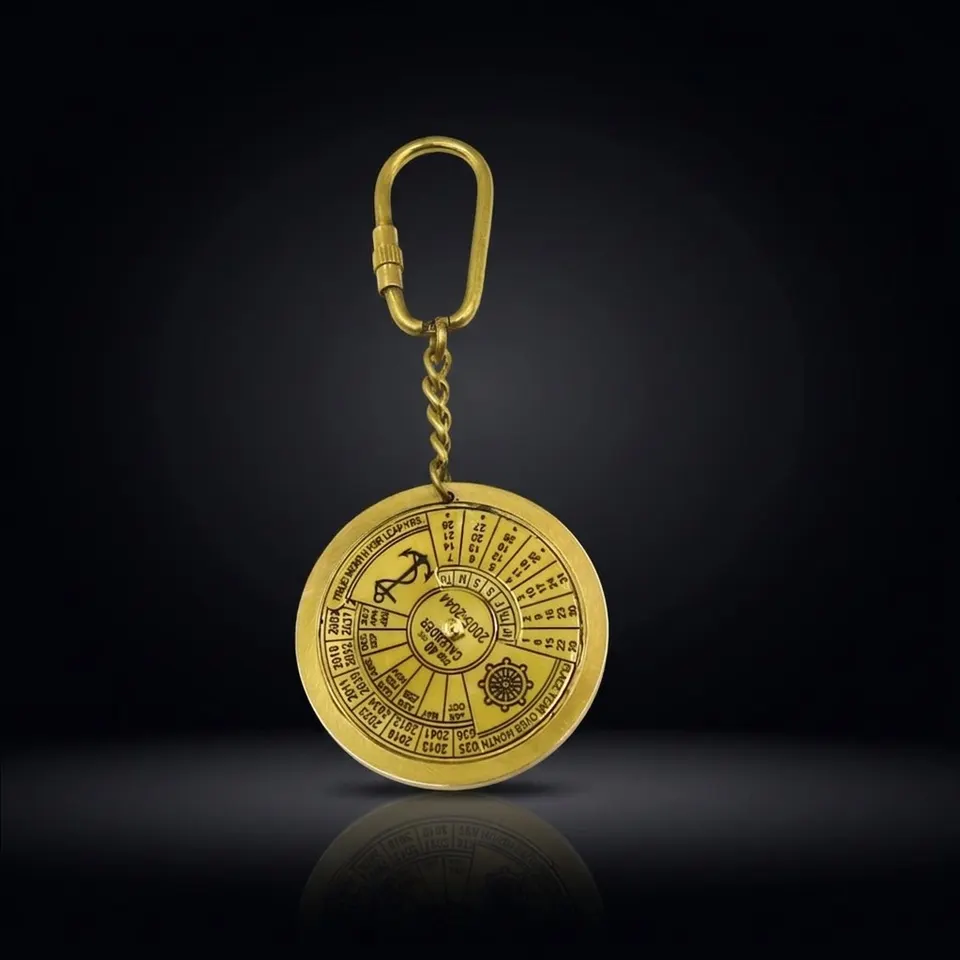 Brass Perpetual Calendar Keyring
