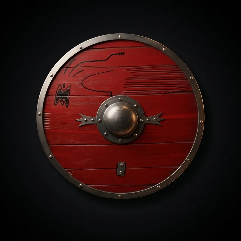 Medieval Viking Wooden Round Shield with Wall Art Variant