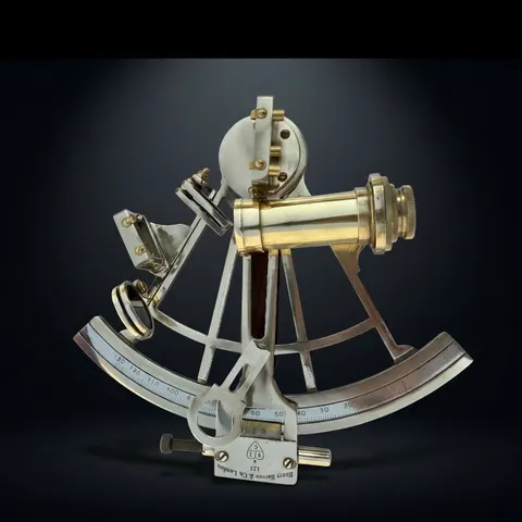 Handmade Brass Sextant with Leather Storage Case view 1