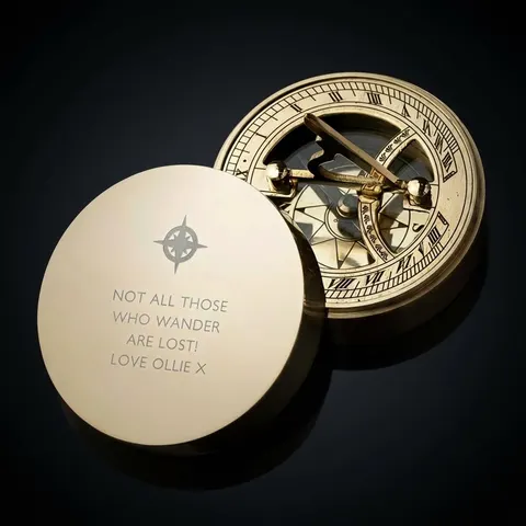 Polished Brass Sundial Compass, No Case view 1