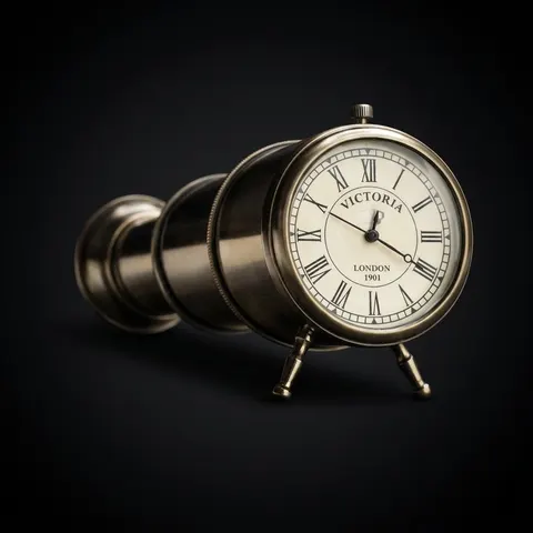 Telescope Style Brass Desk Clock view 1