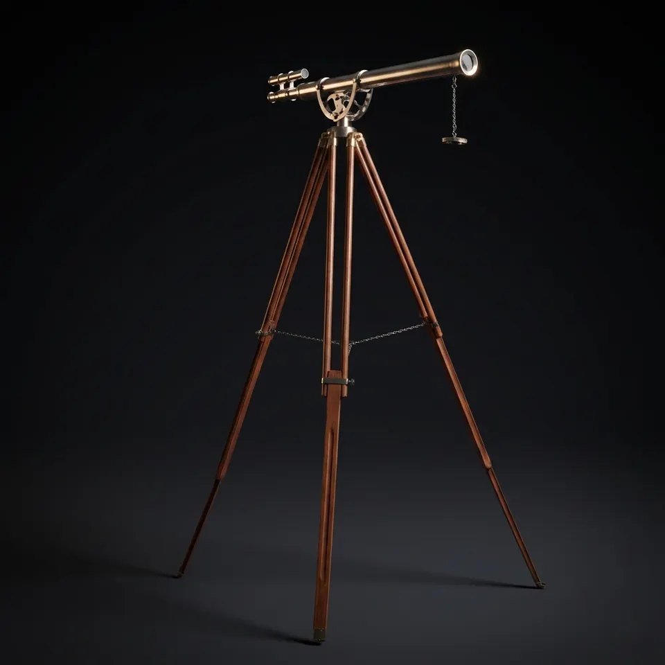 Double Barrel Brass Floor Standing Telescope 60" with No Case