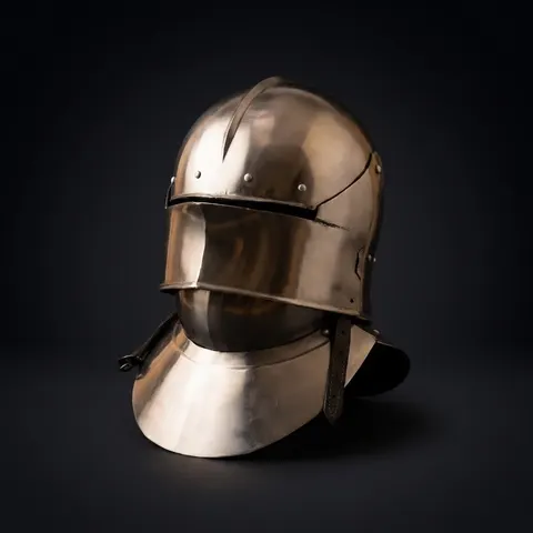 Medieval Sallet Helmet with Bevor — LARP Wearable view 1