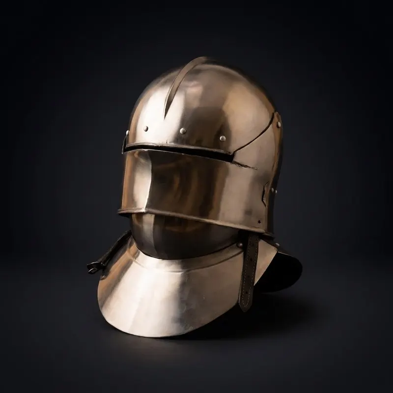 Medieval Sallet Helmet with Bevor — LARP Wearable