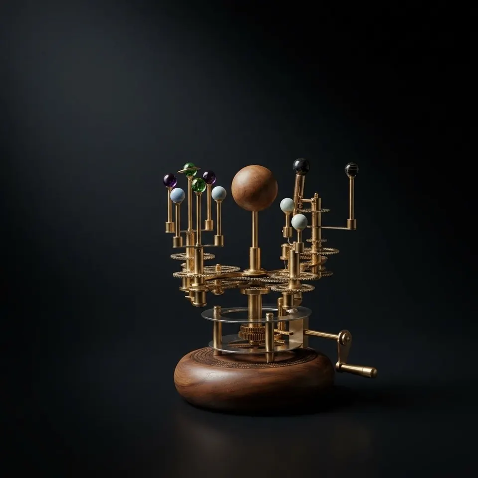 Brass Solar System Orrery, Shelf Display