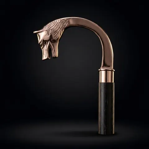Chrome Polished Silver Wolf Head Handle Walking Stick view 1