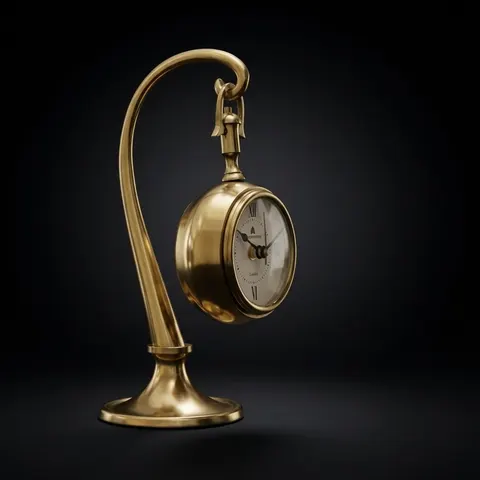 Brass Desk Clock with Detachable Watch view 1