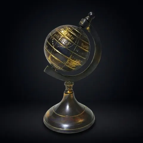 Small Brass Desk Globe with Dark Antique Finish view 1