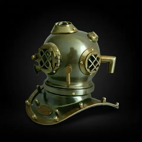 Miniature Diving Helmet with Dark Green Antique Finish view 1