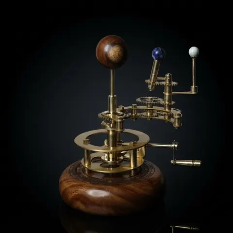 Steampunk-Style Brass Orrery, Shelf Model view 1