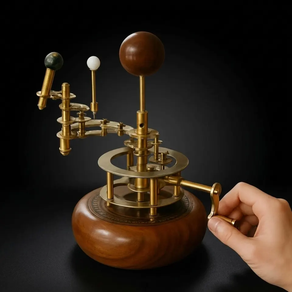 Brass Solar System Orrery, Shelf Display