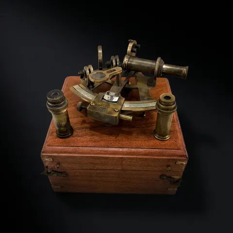 Antique Brass Sextant with Wooden Box view 1