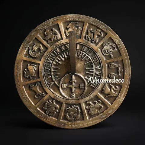 Engraved Brass Zodiac Garden Sundial view 1