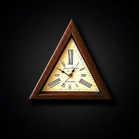 Rustic Triangle Wooden Wall Clock view 1