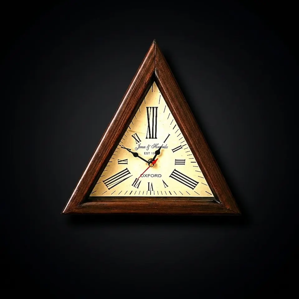 Rustic Triangle Wooden Wall Clock