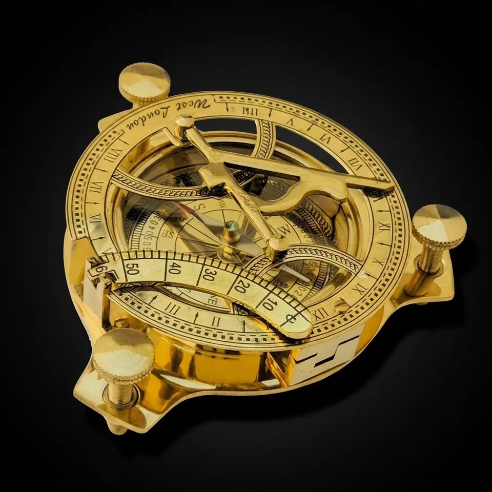 Polished Brass Sundial Compass, No Case