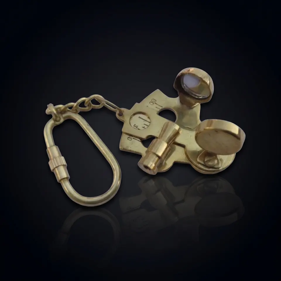 Vintage Brass Sextant Keyring