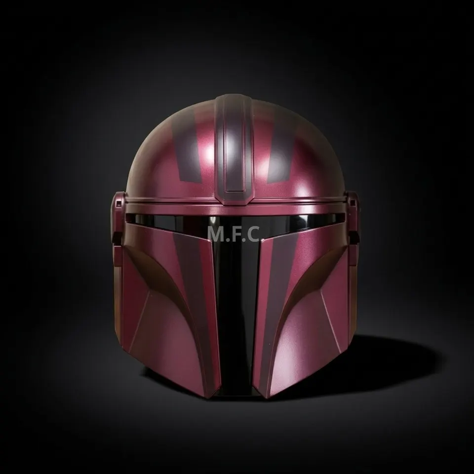 Mandalorian Custom Red Beskar Helmet — Cosplay Armor