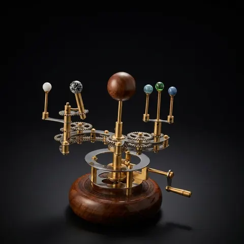 Brass Solar System Orrery, Shelf Display view 1