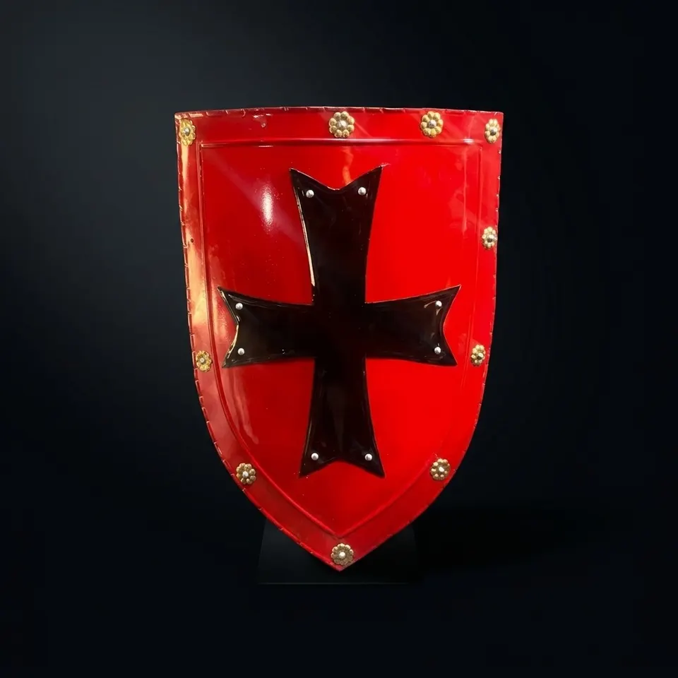 Templar Knight Steel Crusader Shield with Large