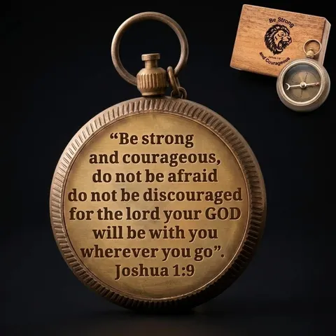Joshua 1:9 Compass, Wooden Box view 1
