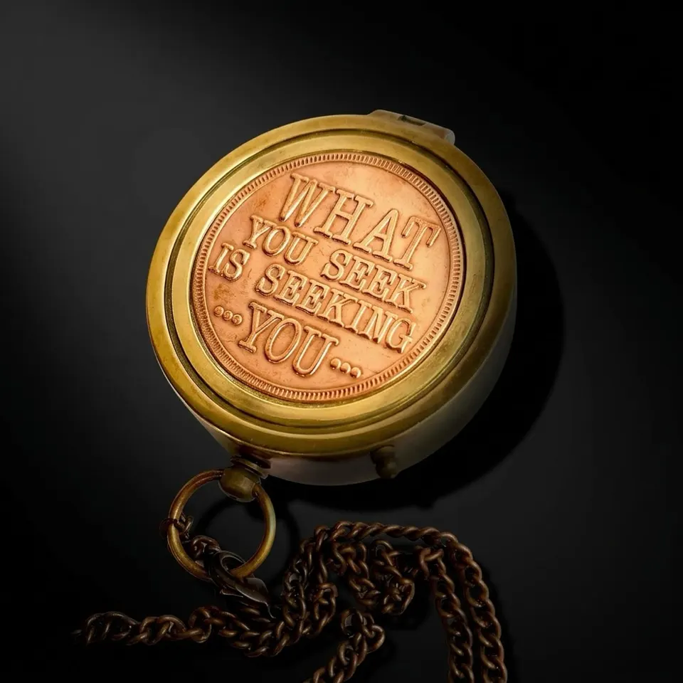 What You Seek Is Seeking You Compass, Leather Case